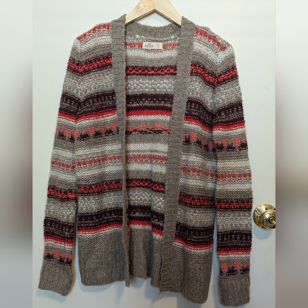 Hollister Wool Blend Striped Cardigan Sweater - XS